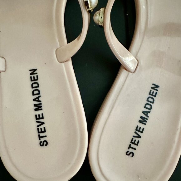 Steve Madden Women's Pearl Embellished Flat Sandals Yalsa Blush Size 7.5 - Picture 2 of 7